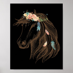Poster Beau Cheval Main Drawn Art Pour Amoureux des anima