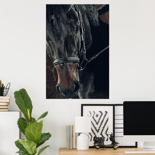 Poster Beau Cheval Noir (Bureau à domicile)