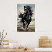 Poster Beau Cheval Noir (Cuisine)