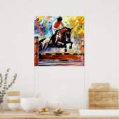 Poster Beau Cheval Sauter Digital Huile Peinture Style (Cuisine)