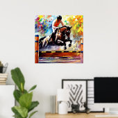 Poster Beau Cheval Sauter Digital Huile Peinture Style (Bureau à domicile)