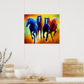 Poster Beau Chevaux de course Peinture (Cuisine)