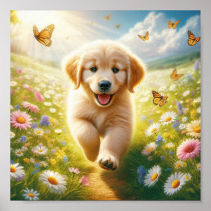 Poster Beau chiot Angel Golden Retriever