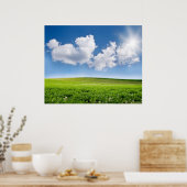 Poster Beau ciel bleu et champ vert (Cuisine)