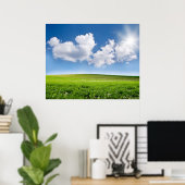 Poster Beau ciel bleu et champ vert (Bureau à domicile)