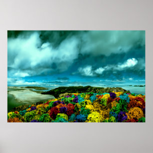 Poster Beau ciel de roches colorées art