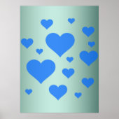 Poster Beau coeur bleu multiple (Devant)