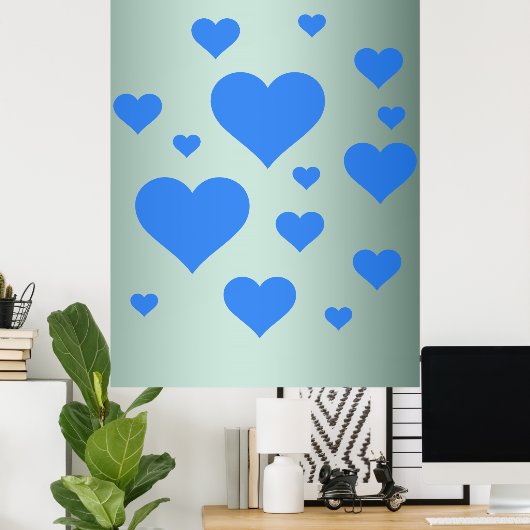 Poster Beau coeur bleu multiple (Bureau à domicile)