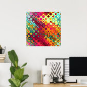 Poster Beau cool carrés abstraits cercles verre brillant (Bureau à domicile)