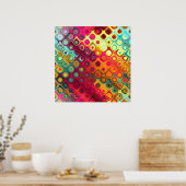 Poster Beau cool carrés abstraits cercles verre brillant (Cuisine)