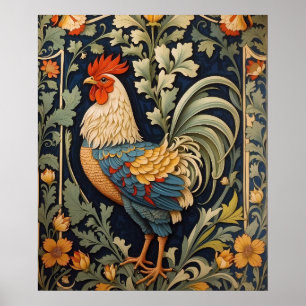 Poster Beau Coq Vintage William Morris Inspiré