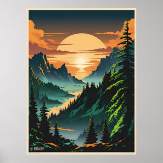 Poster Beau coucher de soleil