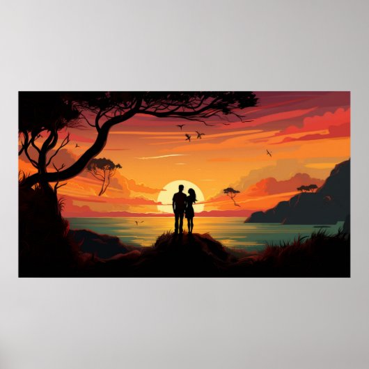 Poster Beau coucher de soleil (Devant)