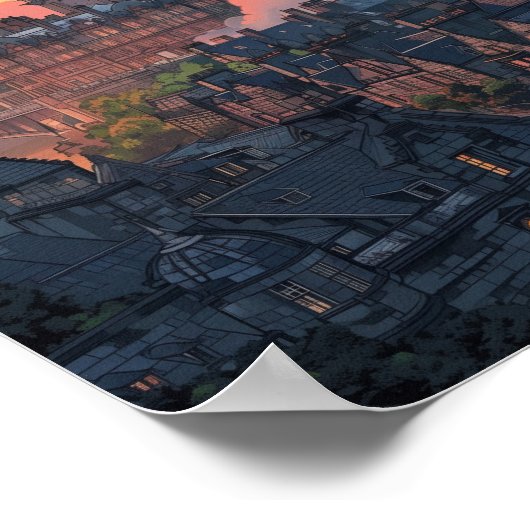 Poster Beau coucher de soleil à Édimbourg Ecosse (Coin)