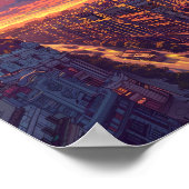 Poster Beau coucher de soleil à Madrid Espagne (Coin)