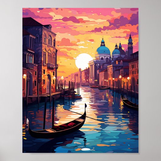 Poster Beau coucher de soleil à Venise Italie (Devant)