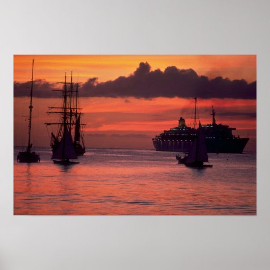 Poster Beau coucher de soleil : Bridgetown Harbour, Barba (Devant)