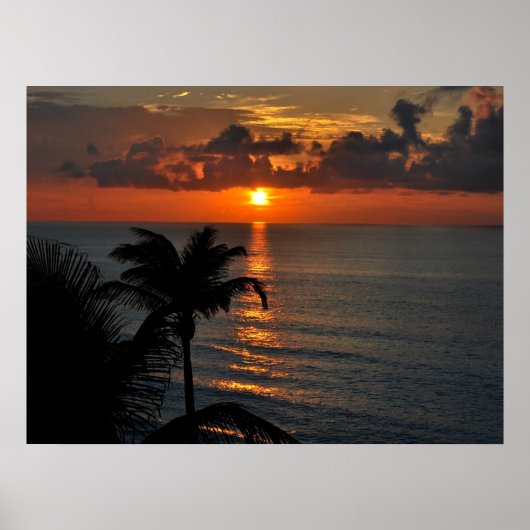 Poster Beau coucher de soleil de Cancun (Devant)