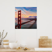 Poster Beau coucher de soleil d'hiver au Golden Gate Brid (Cuisine)