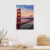 Poster Beau coucher de soleil d'hiver au Golden Gate Brid (Cuisine)