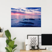 Poster Beau coucher de soleil en mer (Bureau à domicile)