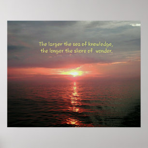 Poster Beau Coucher de soleil océanique avec Citation de 