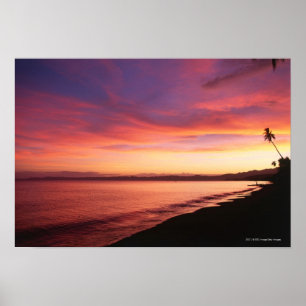 Poster Beau coucher de soleil sur la plage