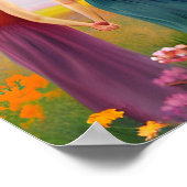 Poster Beau couple lesbien dans le domaine des fleurs (Coin)