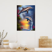 Poster Beau Dauphin Duo Au Paradis (Cuisine)