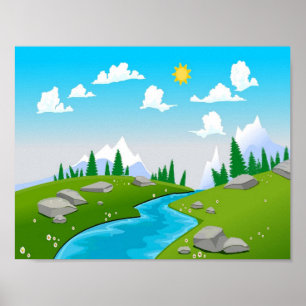 Poster beau dessin de paysage