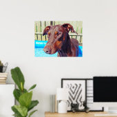Poster Beau doberman rouge (Bureau à domicile)
