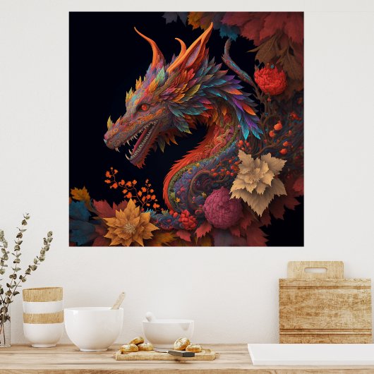 Poster Beau Dragon Floral (Cuisine)
