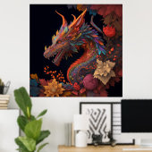 Poster Beau Dragon Floral (Bureau à domicile)