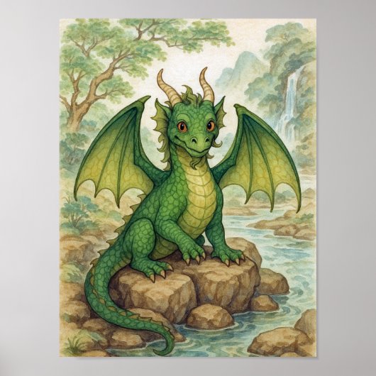 Poster Beau dragon vert (Devant)