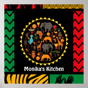 Poster Beau effet de tapisserie couleurs vives Editable