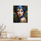 Poster Beau Flapper Avec Peacock Turban (Cuisine)