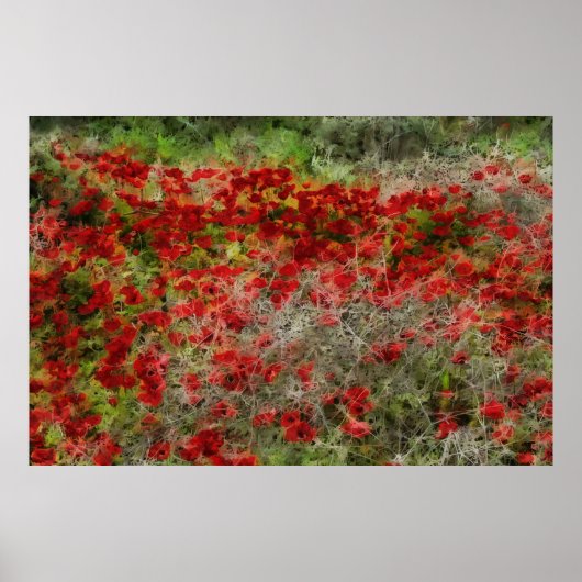 Poster Beau Fleur sauvage rouge Anemones Art Abstrait (Devant)