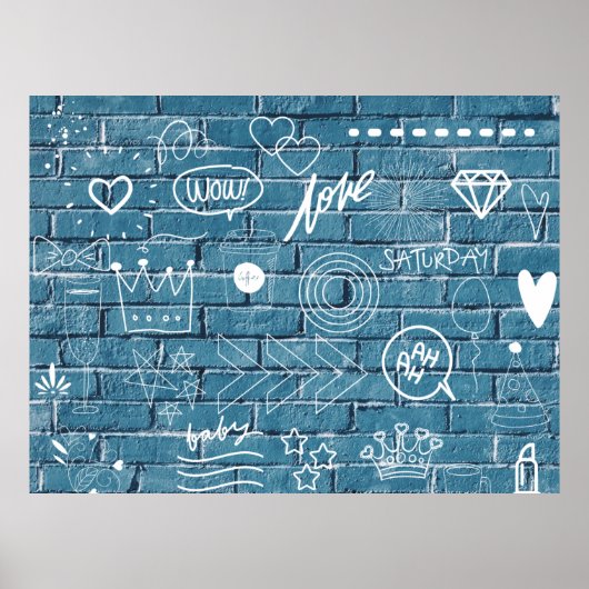 Poster Beau graffiti sur mur vert calligraphie (Devant)