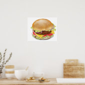 Poster Beau hamburger ou cheeseburger. (Cuisine)