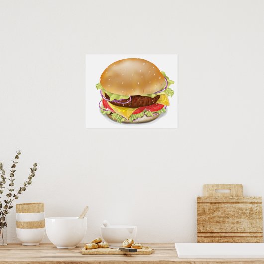 Poster Beau hamburger ou cheeseburger. (Cuisine)