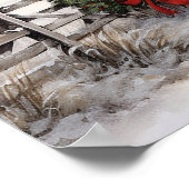 Poster Beau hiver neigeux Rustic Red Grange Noël (Coin)