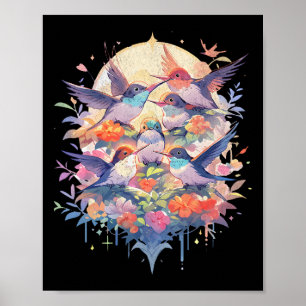 Poster Beau Hummingbirds Jour des terres d'observation de