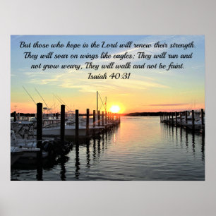 POSTER BEAU ISAIAH 40:31 COUCHER DE SOLEIL SUR LE LAC