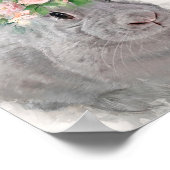 Poster Beau lapin avec couronne de fleurs (Coin)