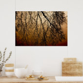 Poster Beau lever de soleil d'automne derrière les arbres (Cuisine)