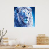 Poster Beau Lion blanc mystique aux yeux bleus (Cuisine)