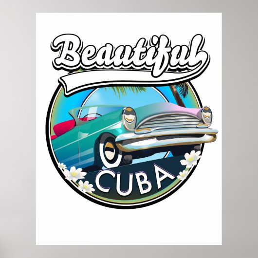 Poster Beau logo Cuba rétro. (Devant)