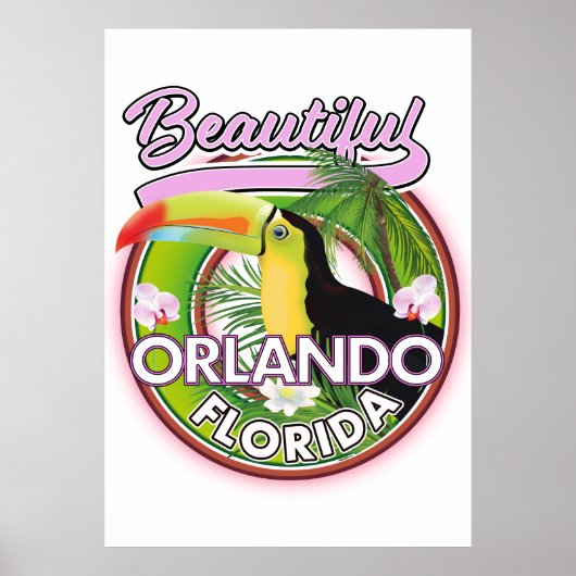 Poster Beau logo de voyage Miami Orlando (Devant)