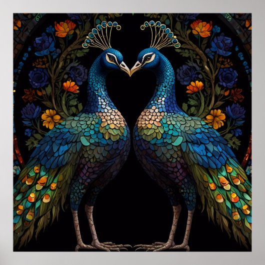Poster Beau Majestic Peacock Couple Cushion (Devant)