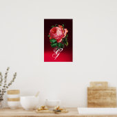 POSTER BEAU MONOGRAMME DE ROSE ROSE (Cuisine)